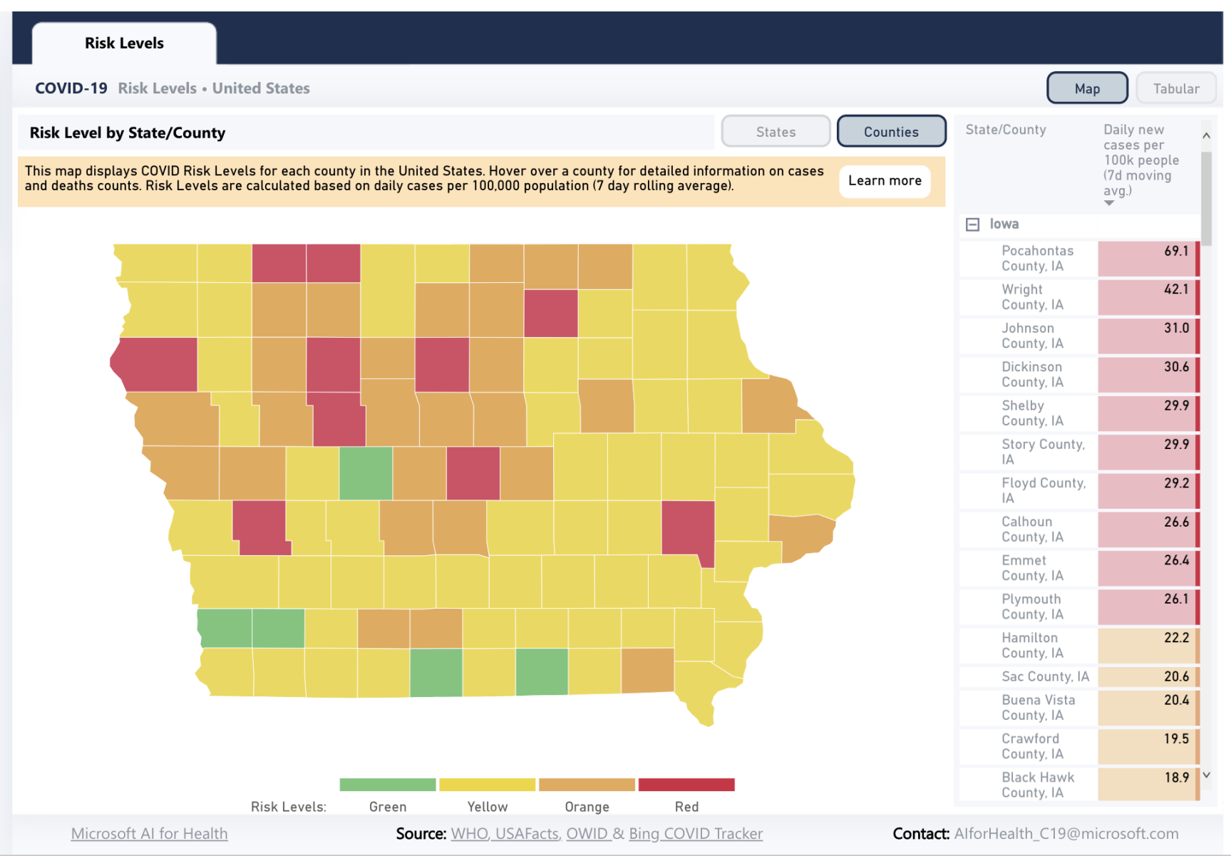 Harvard Global Health Institute COVID Risk Map